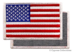 AMERICAN FLAG EMBROIDERED PATCH WHITE BORDER USA US w/ VELCRO® Brand Fastener - Picture 1 of 1