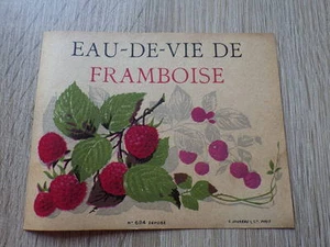 ETIQUETTE ANCIENNE CHROMO ALCOOL / EAU DE VIE FRAMBOISE Litho Jouneau - Picture 1 of 1