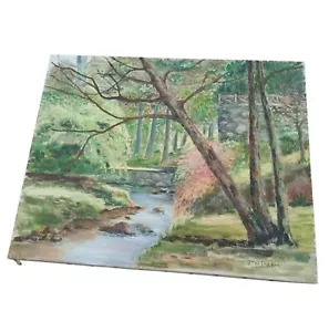 Vintage Oil Painting Of Tookany Creek Park 1949 by O. Patterson Cheltenham, PA. - Picture 1 of 14