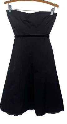 复古 Express 女式无肩带修身喇叭裙 6 码黑色羊毛混纺哥特式 — 第 1/4 张图片