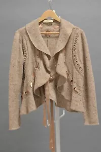 Valentino Sweater Cardigan Wool Cashmere Beige knitted Size L - Picture 1 of 7