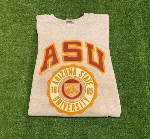 Vintage Hanes Arizona State ASU Sun Devils college seal crewneck gray XL Cover