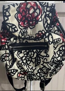 Coach Poppy Black Red Backpack Front Opening Adjustable Straps Crossbody - Picture 1 of 11