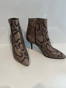 Bruno Magli Schlangenleder Leder Stiefel Booties Italy hellbraun schwarz Pfennigabsatz - Bild 1 von 10