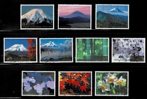 Japan 2007 Yokoso! Japan Weeks Mt. Fuji & Flowers Complete Used Set Sc# 3014 a-j - Picture 1 of 1