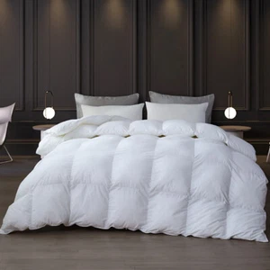 Luxurious All Season Goose Down Comforter King Size Duvet Insert 100% Cotton - Picture 1 of 19