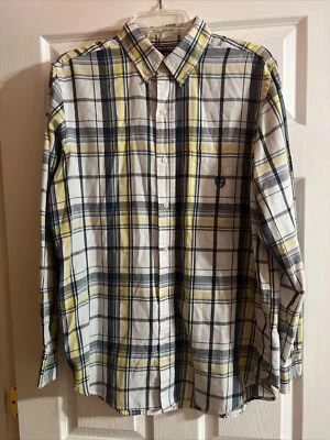 Chaps Shirt Mens Medium White Yellow Plaid Long Sleeve Button Down - Image 1 of 3