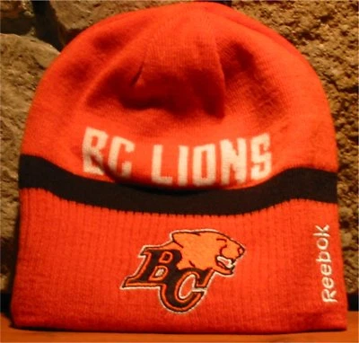 CFL BC LIONS Football Beanie Toque Winter Hat Football Grey Orange REVERSIBLE Foto 1 de 4