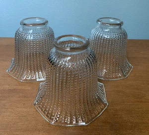 Clear Hobnail Bead Ribbed Glass Light Shade Ceiling Fan Octagon 2" Fitter Lot /3 - Picture 1 of 10