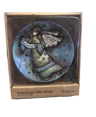 Carson Mini Plate + Wrought Iron Easel "Blessings With Wings Angel" FRIEND🥰 - Image 1 of 4