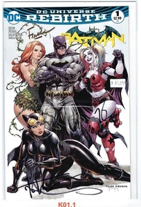 Batman #1 DC Universe Rebirth Hastings exclusive Kirkham variant 3x signed CoA - Picture 1 of 5