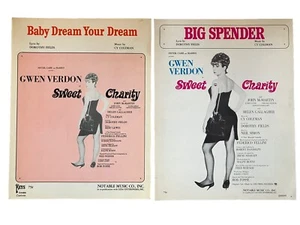 Lote de 2 partituras benéficas de Gwen Verdon Sweet 1965 Big Spender Baby Dream - Imagen 1 de 5