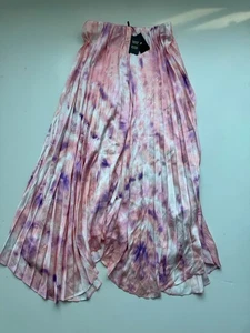 MAJE Satin Midi Skirt US6 Medium Pleated Asymmetric Lightweight - Picture 1 of 4