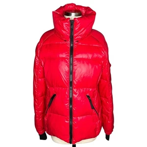 S13/NYC S 13 NYC Vibrant Bold Red Thick Down Puffer Jacket Women's Size XL FLAWS - Picture 1 of 9