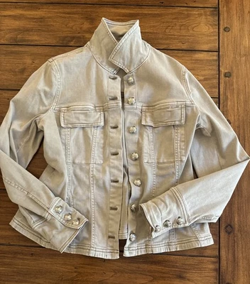 Chaqueta con botones de escudo utilitario elástico topo mercado negro de la Casa Blanca talla Pequeño usado en excelente estado Foto 1 de 4