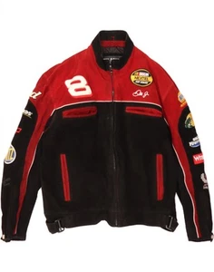 WILSONS Mens Graphic Racer Jacket UK 40 Large Black Colourblock Leather DA21 - Picture 1 of 4