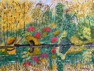 Acrylic Original Painting Expressionism Botantical Paradise 8"x10" Canvas - Image 1 of 3