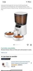Automatic Cat Feeders for Two Cats, 5L/20 Cups Double - Picture 1 of 1