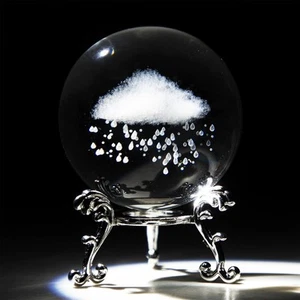60mm 3D Inner Carving Rain Cloud Crystal Ball Paperweight - Picture 1 of 7