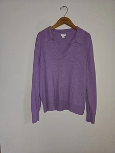 NEW J.CREW LAVENDER COLLARED V-NECK SUPERSOFT YARN SWEATER BJ597 SZ XL - Picture 1 of 5