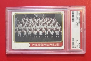 1974 TOPPS PHILADELPHIA PHILLIES Team Card #383 PSA 6 Mike Schmidt Baseball HOF - Foto 1 di 3