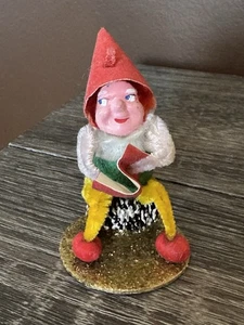 Pigna di Natale vintage gnomo in ciniglia Giappone ornamento intonaco - Foto 1 di 3