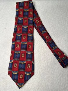 Jerry Garcia Collectors Edition Cosmic Cog Abstract Rare Mens Red Tie 100% Silk - Picture 1 of 6