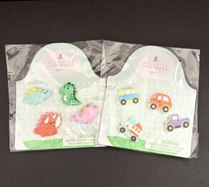 2 Packs Dinosaur Shoe Charms & Cars Automobile Shoe Charms For Kids Crocs NEW - Picture 1 of 9