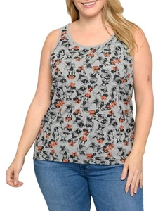 Minnie Mouse All-Over Print Gray Tank Top Shirt Women's Plus Size Disney - Picture 1 of 4