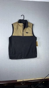 Vans Thatcher Vest Mens Small Black Tan Fleece Full Zip Sleeveless Jacket New - Picture 1 of 15