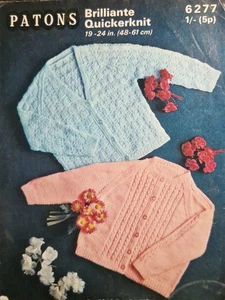Vintage Knitting Patterns - Patons #6277 - Girls Cardigans - Choice of 2 Styles - Picture 1 of 3