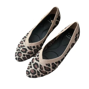 A NEW DAY Claire Knit Washable Ballet Flats Black Light Brown Leopard 7 - Picture 1 of 5