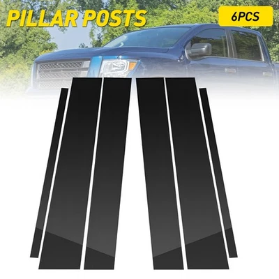 6PCS Black Fits Pillar Nissan Posts Titan Crew Cab 2004-15 Door Trim Cover Kit - Image 1 of 4