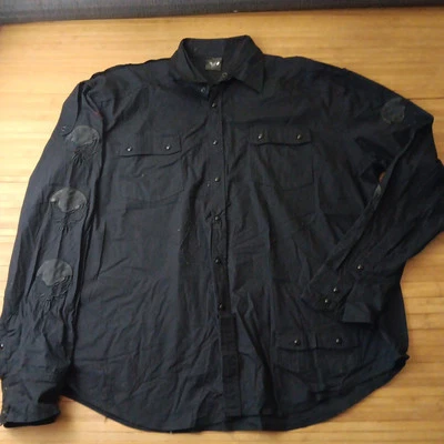 Vintage Y2K Blac Label Skull Sleeves Dress Shirt 6XL Could Fit 4XL 5XL Big  - Image 1 of 4