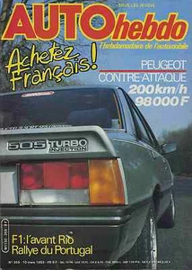 AUTO HEBDO Nr. 359 vom 10. März 1983 PEUGEOT 505 TURBO RALLYE aus PORTUGAL - Bild 1 von 1