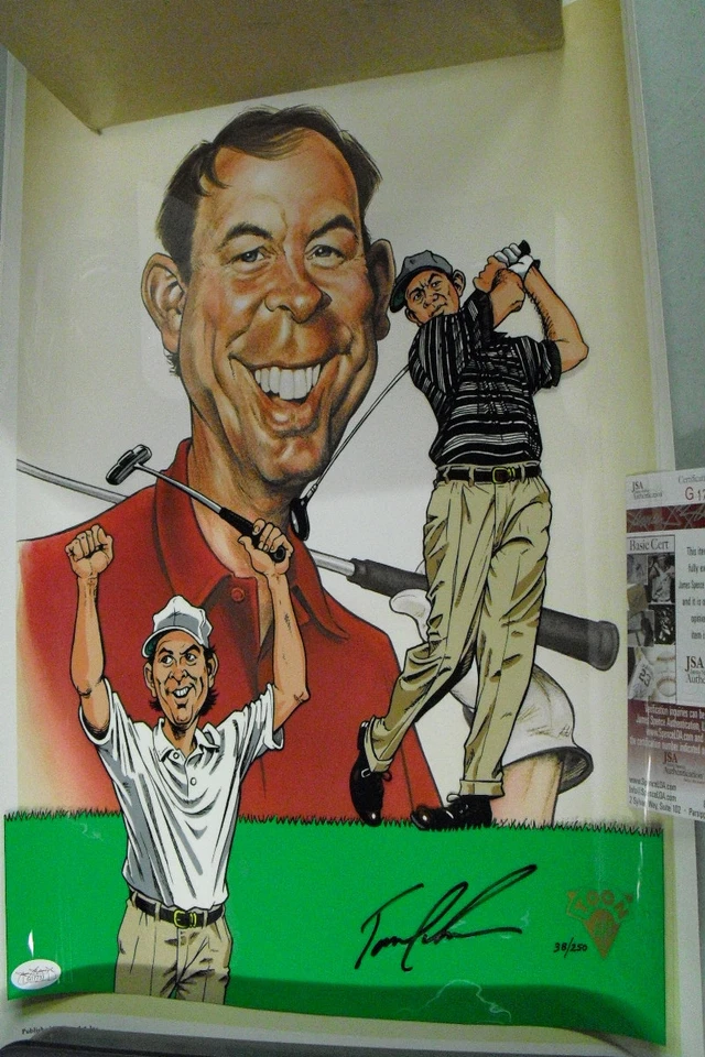 Tom Lehman Autografiado Toons ARTE Dibujos Animados Litografía PGA Leyenda Certificado de Autenticidad JSA/250 Foto 1 de 1