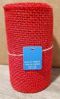 Burlap Ribbon 5.5 In X 15 Ft RED Arts Crafts Wreath Making NEW FREE SHIPPING  - Image 1 of 3