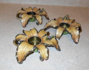 Set of 3 Jay Strongwater Enamel Lily Candle Votive With Bee - Picture 1 of 9