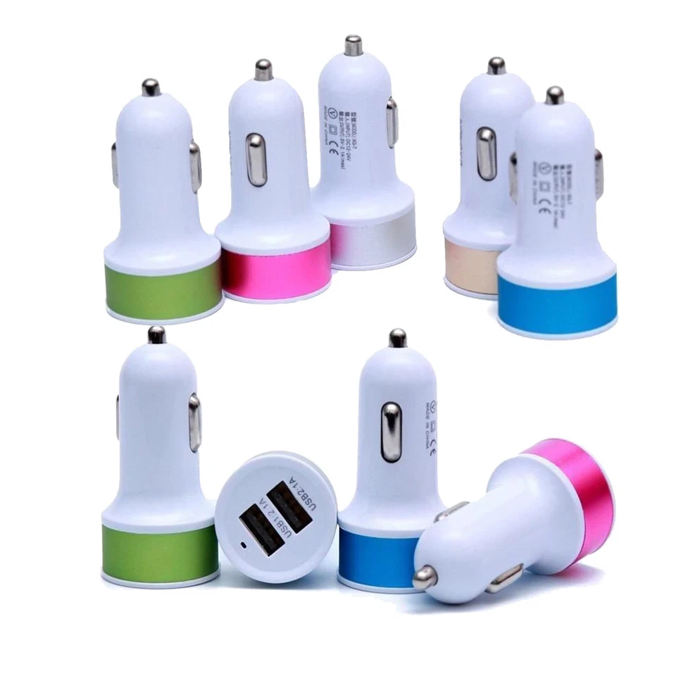 ОПТОВЫЙ ЛОТ из 100 ДВОЙНЫХ ДВОЙНЫХ USB-ПОРТОВ автомобильных зарядных устройств для iPhone УНИВЕРСАЛЬНЫХ 2.1A - Изображение 1 из 4