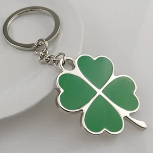 PORTACHIAVI CIONDOLO QUADRIFOGLIO TRIFOGLO PORTAFORTUNA UOMO DONNA IDEA REGALO - Imagen 1 de 2