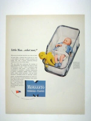 1944 Vintage Monsanto Chemicals Plásticos Impresión Anuncio Bebé Cuna Juguete Amarillo Peluche Foto 1 de 2