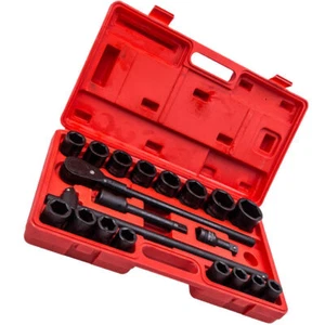 21PCS 3/4 inch 19-50mm Drive Deep Impact Socket Set Garage Repair Ratchets - Picture 1 of 13