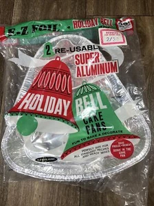Vintage E-Z Foil Aluminum Christmas Holiday Bell Disposable Cake Pans - Picture 1 of 6