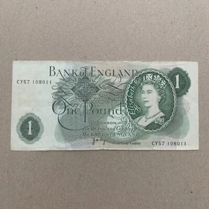 Queen Elizabeth II GREAT BRITAIN 1 Pound Banknote 1960's England Currency Bill - Picture 1 of 3