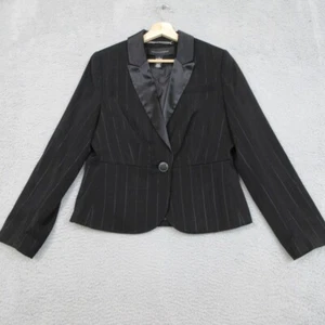 Apostrophe Blazer Jacket Womens 12 Black Pinstripe Corpcore Dark Academia Office - Picture 1 of 23