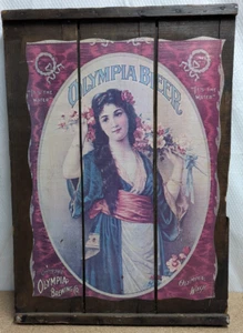 RARE 16.5" x 24" Vintage Olympia Beer Capital Brewing Co. Wood Pallet Sign - Picture 1 of 5