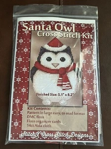 Kit punto croce gufo Babbo Natale nuovo - Foto 1 di 3