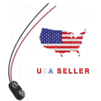 1 9V I Battery Clip Volts Connector Snap On Power Leads 150mm Adapter Hard Shell - Image 1 of 4