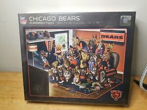 New NFL Chicago Bears 500 Piece Puzzle Dog Characters Purebred Fans 24"x18" NIP