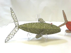 Vintage Beadworx GROSSE hängende GRÜNE FISCHE Glasperlen auf verzinktem Draht ~ 14 Zoll - Bild 1 von 10